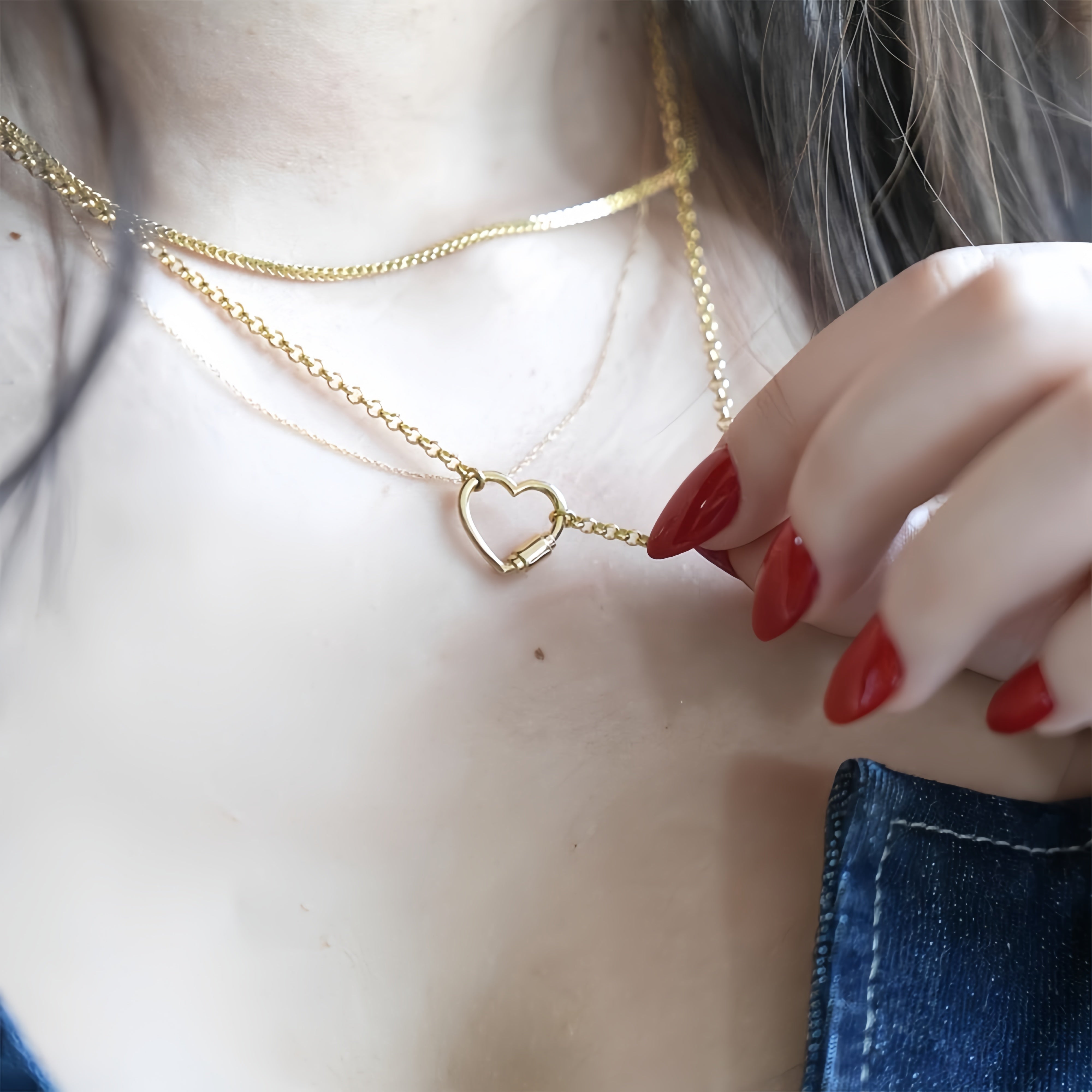 14K Gold Heart Lock Love Necklace