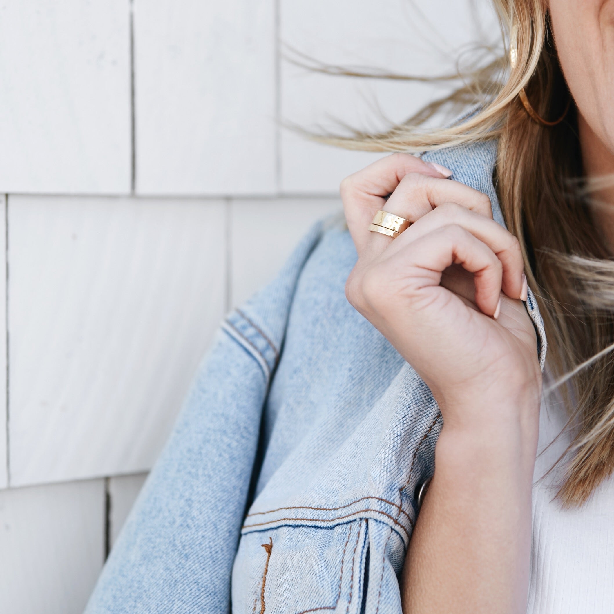 14K Gold Solara Hammered Ring