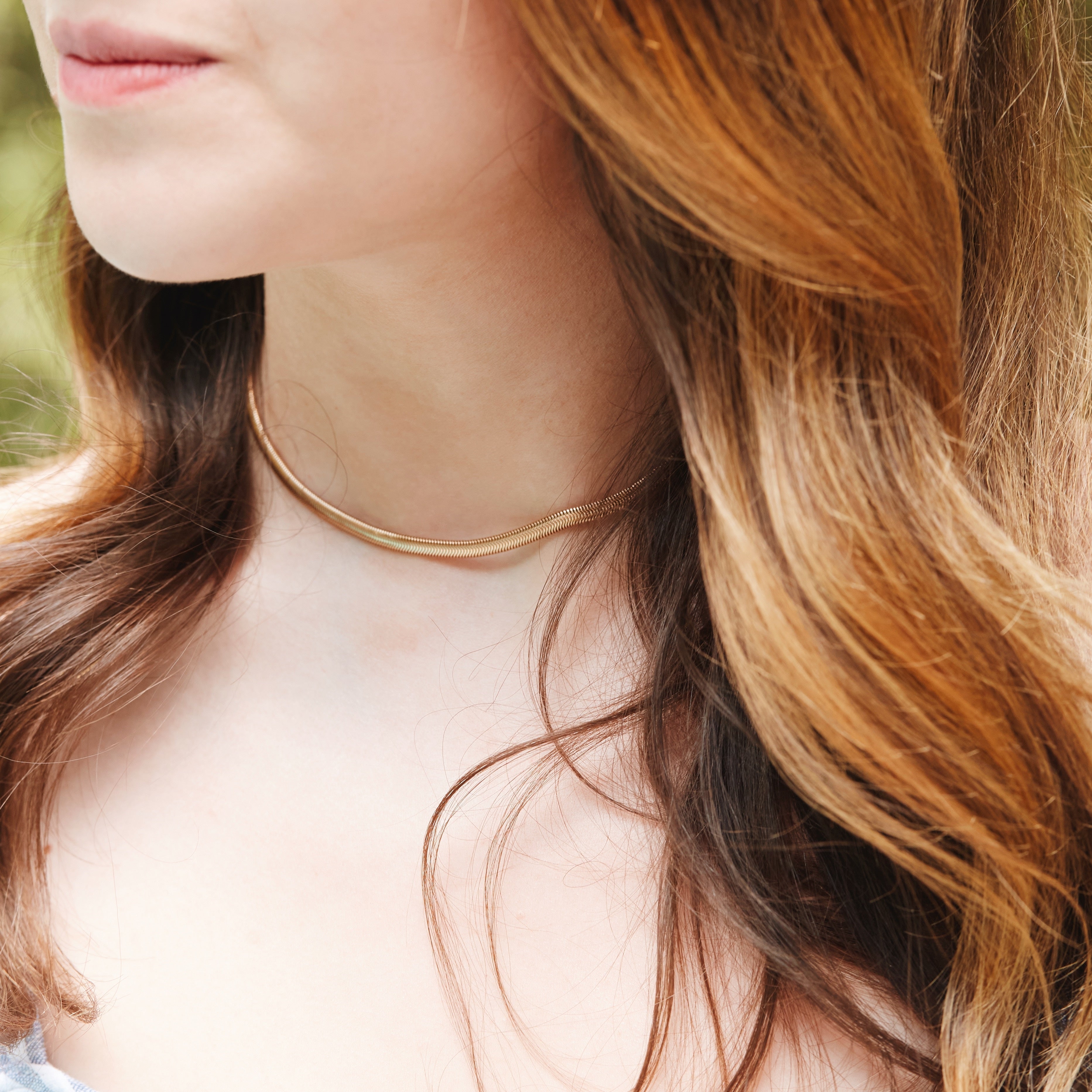 14K Gold Aurelle Herringbone Choker