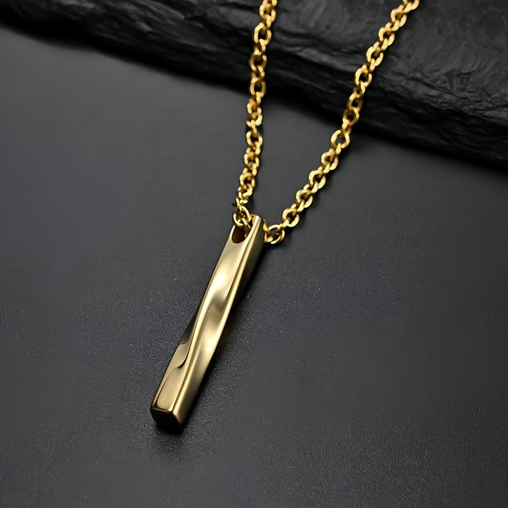14K Gold Twist Bar Pendant Necklace