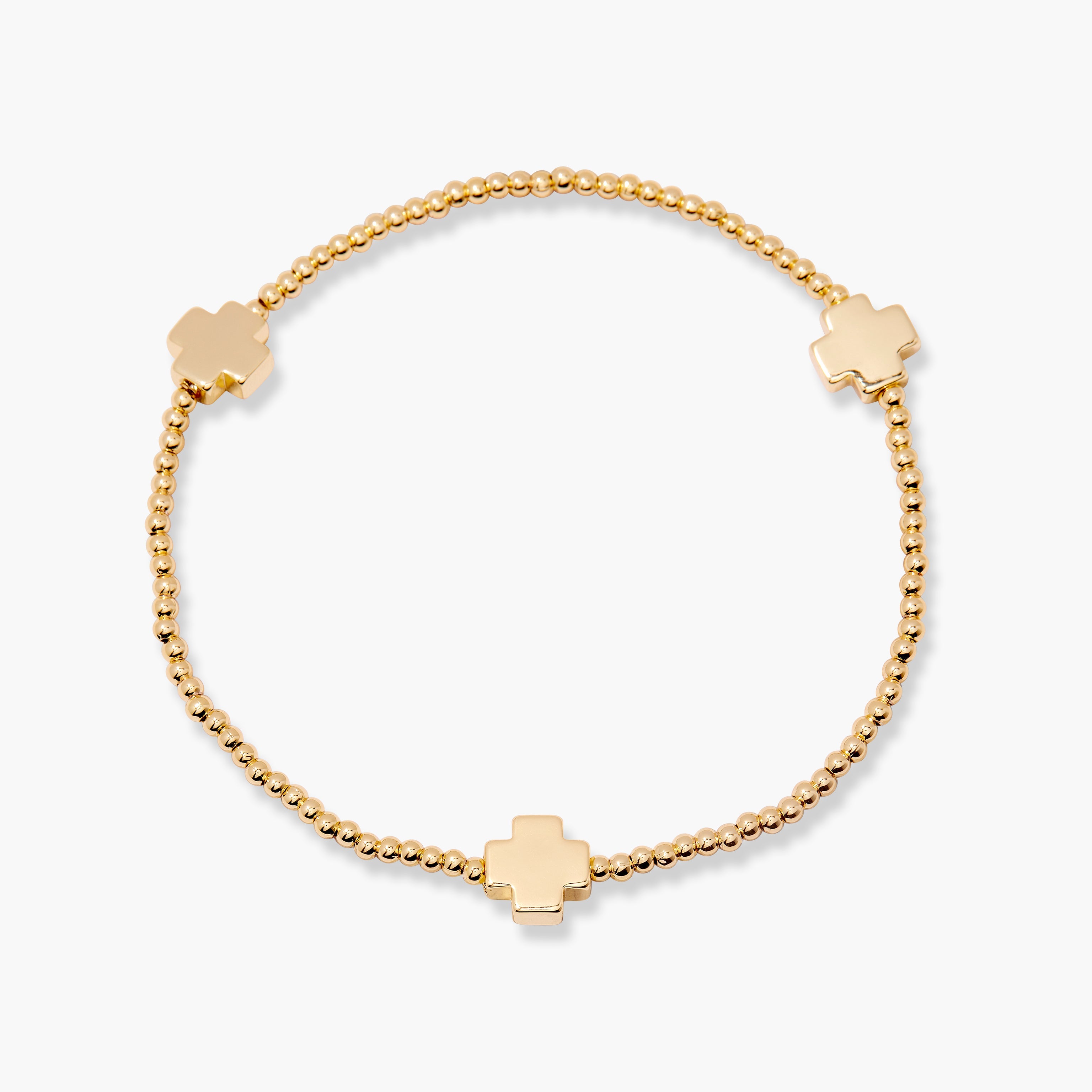 14K Gold Faith Bead Cross Bracelet