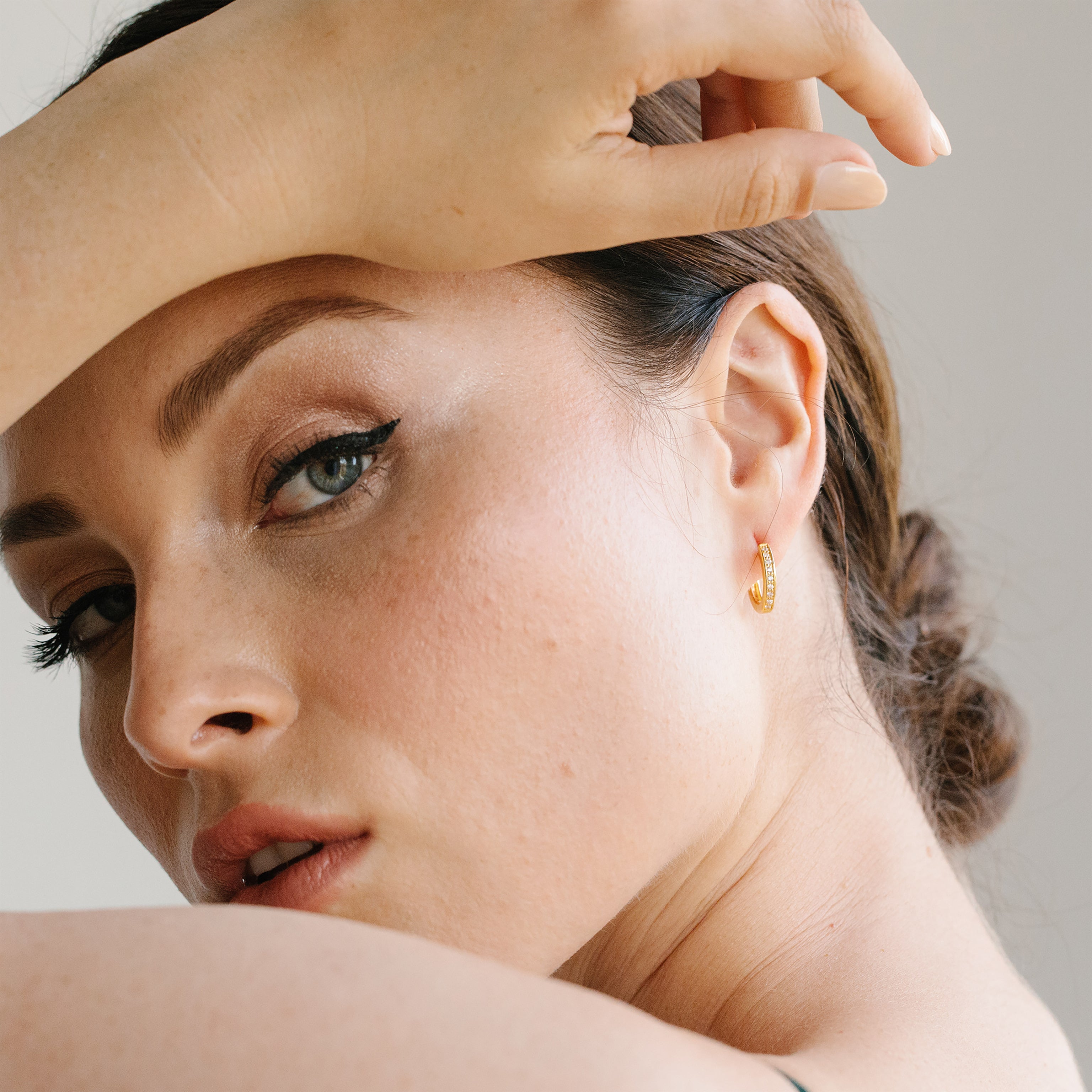 14K Gold Aureline Crystal Hoops