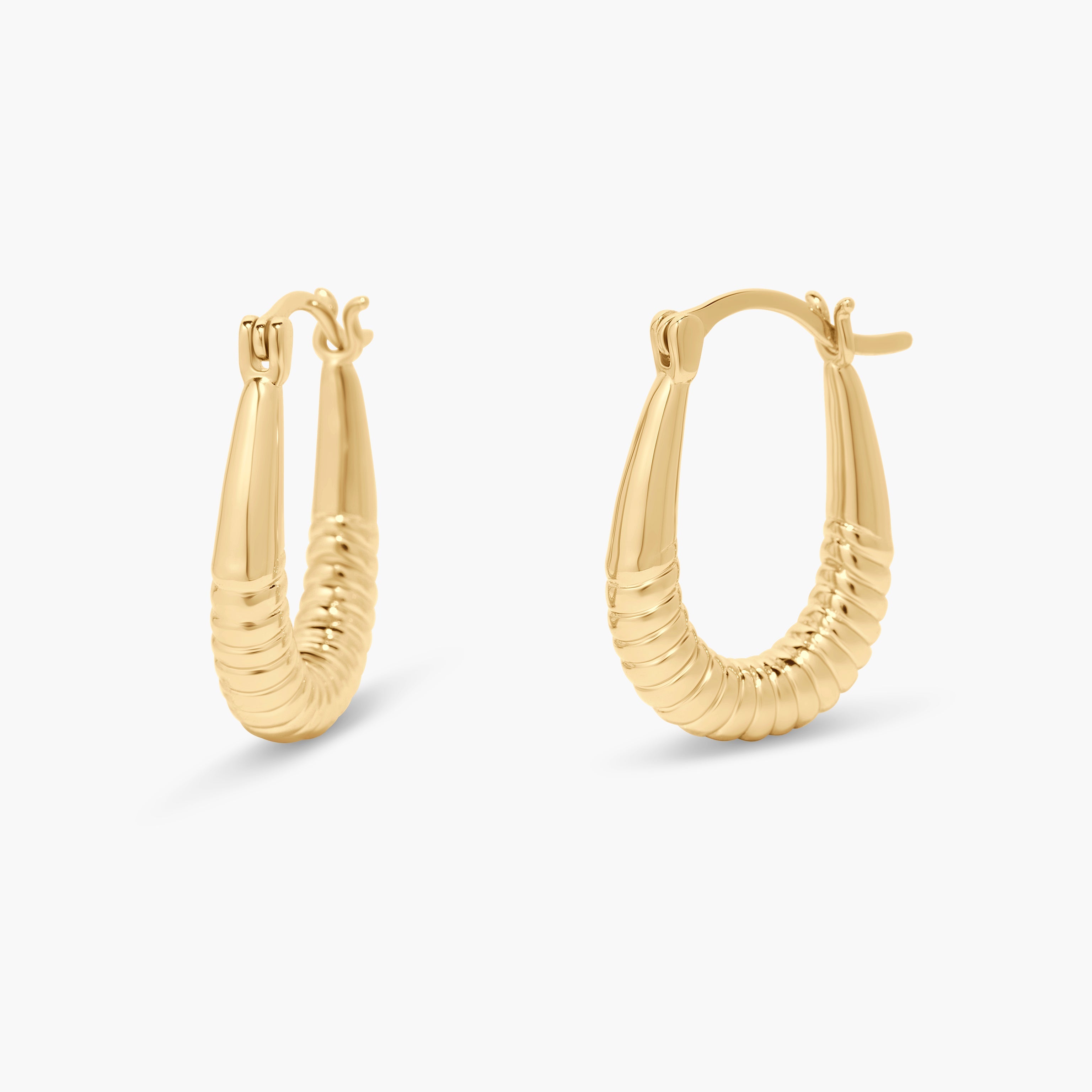 14K Gold Elara Textured Oval Hoops