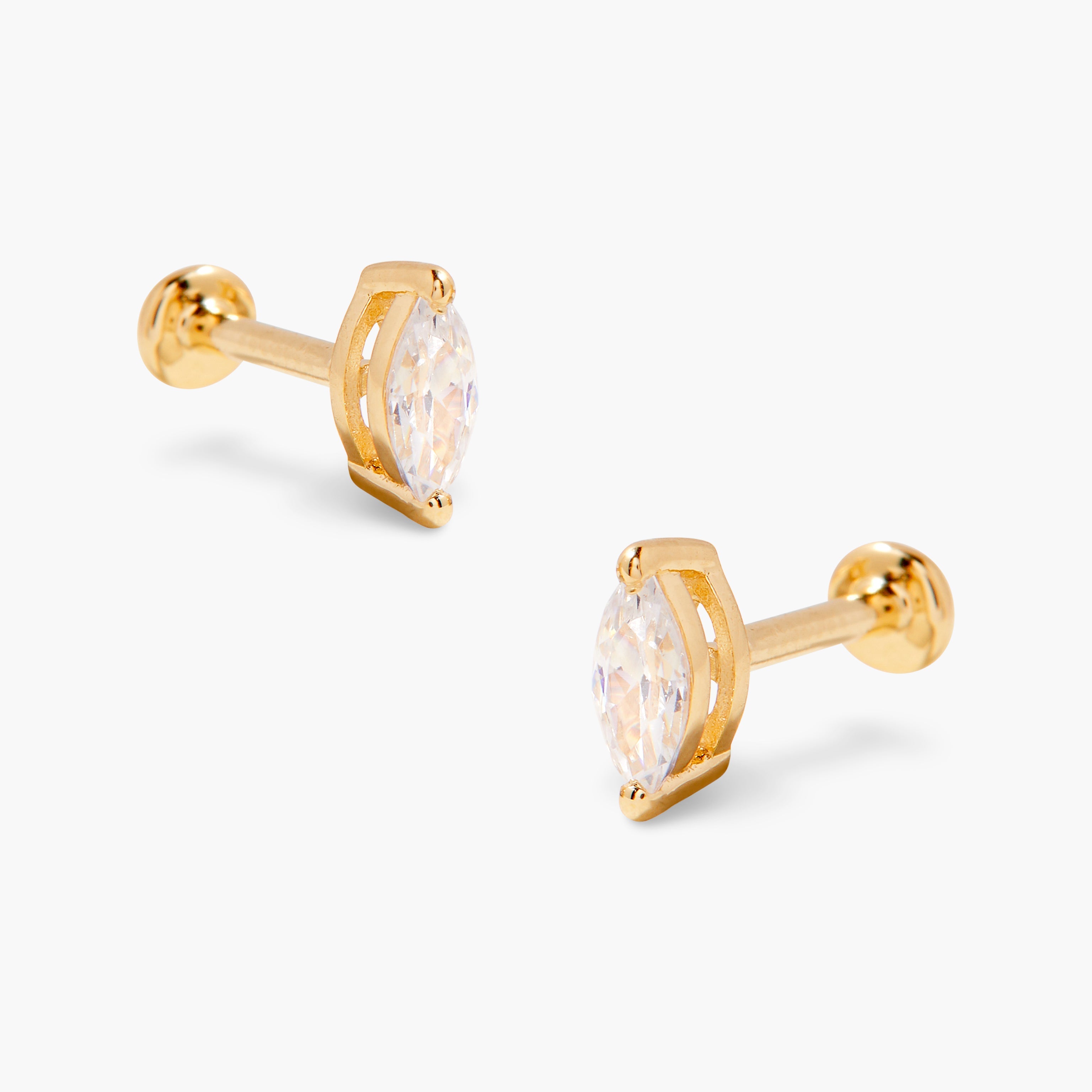 14K Gold Maris Marquise Flat Back Earrings