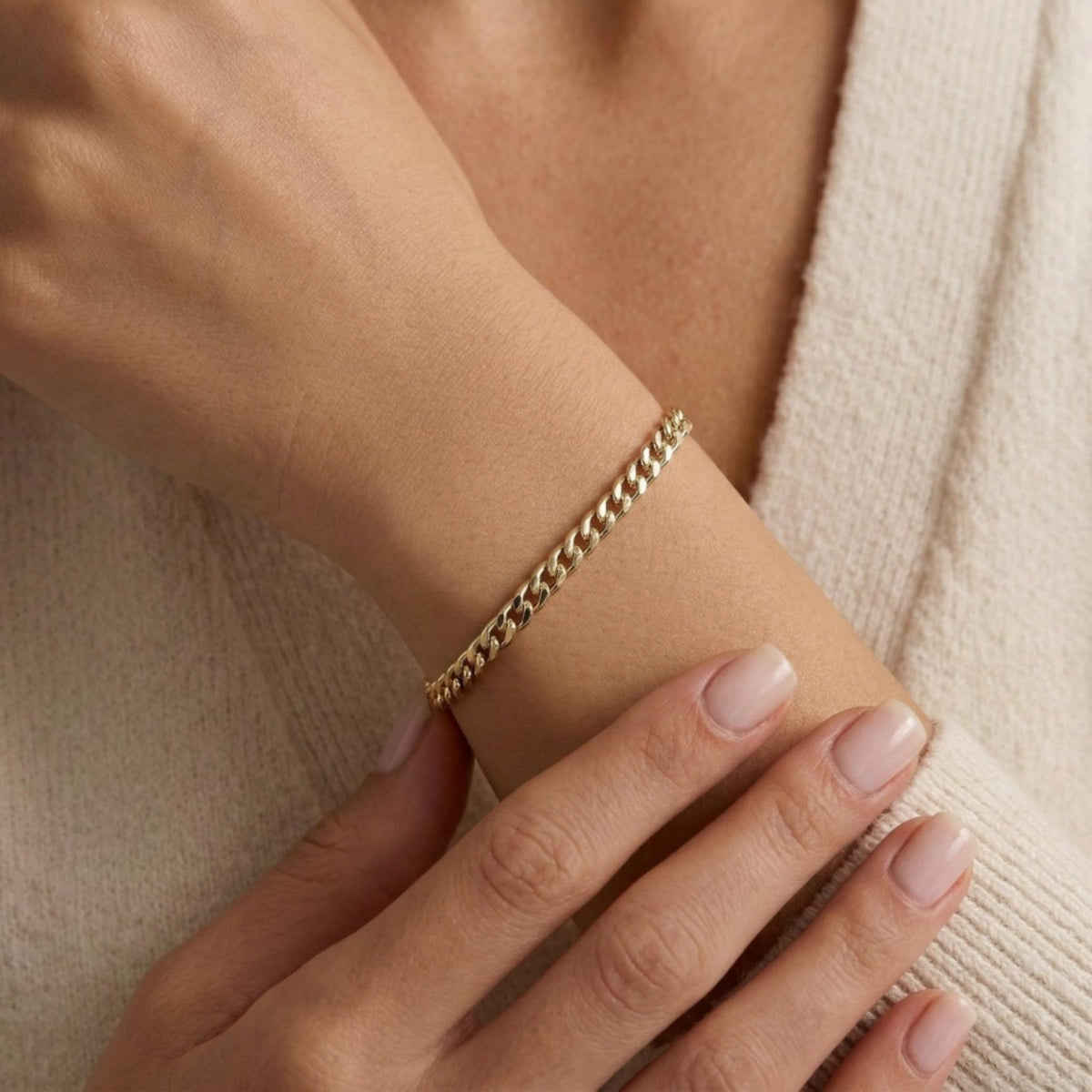 14K Gold Solid Handcrafted Cuban Link Bracelet