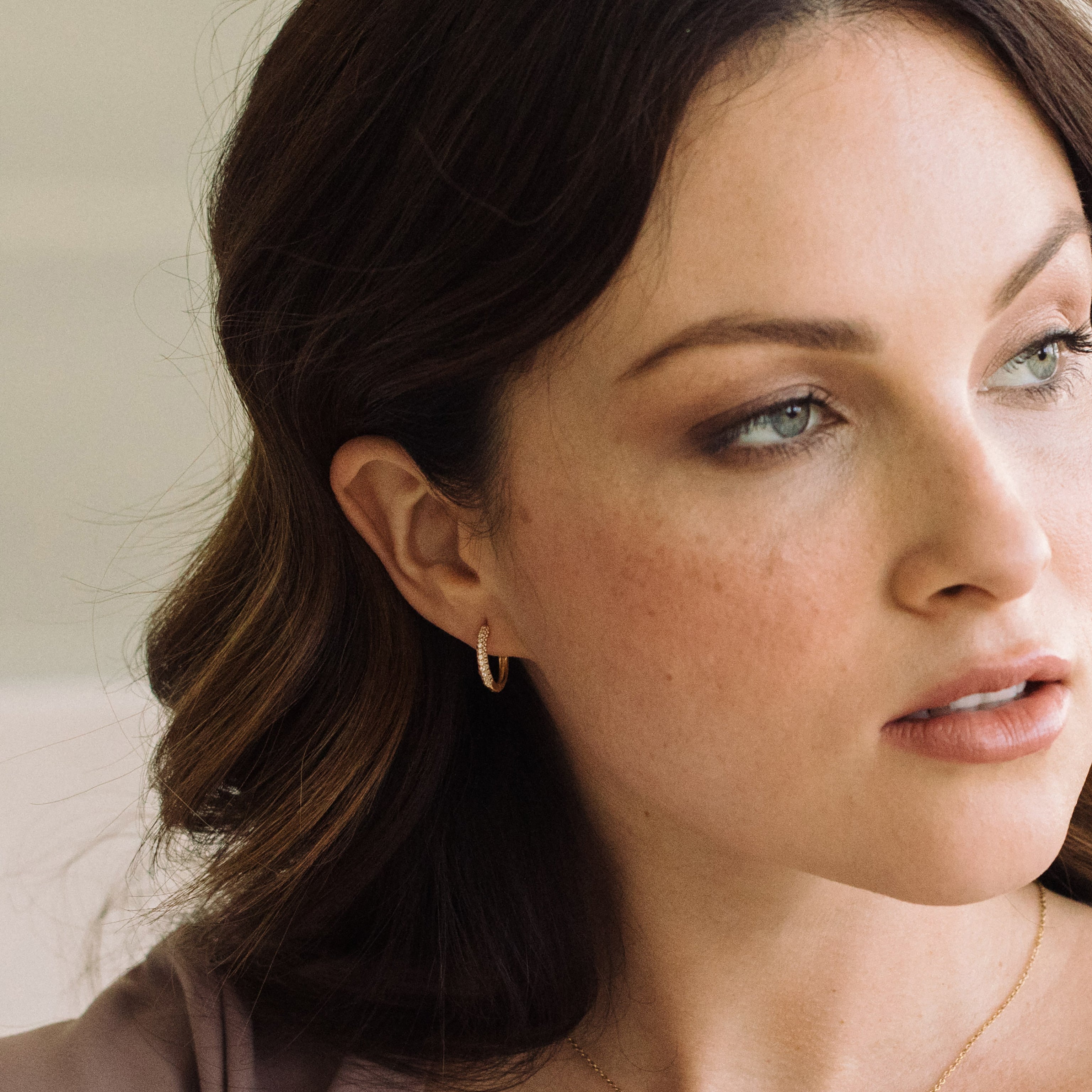 14K Gold Aureline Diamond Hoops