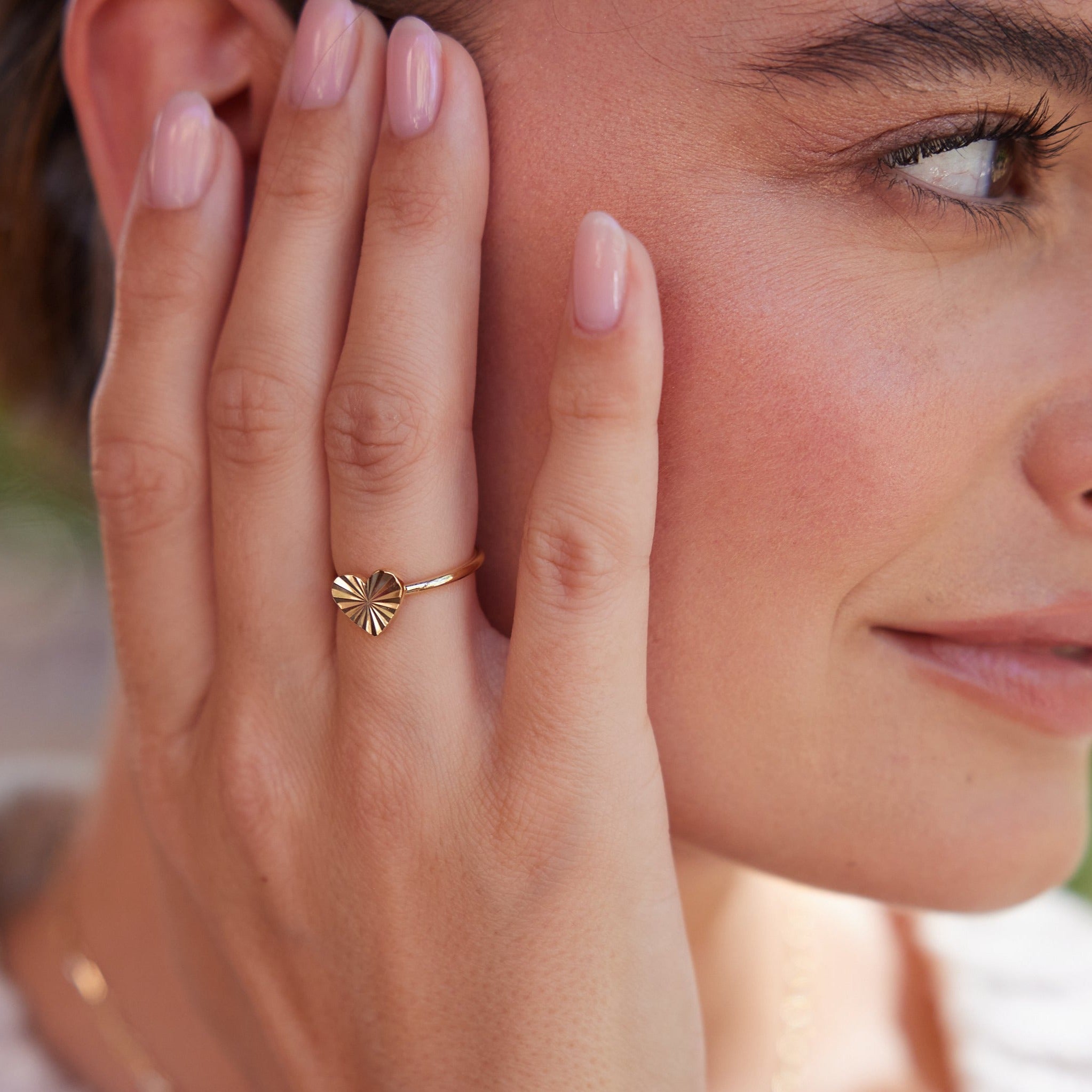 14K Gold Valentina Textured Heart Ring