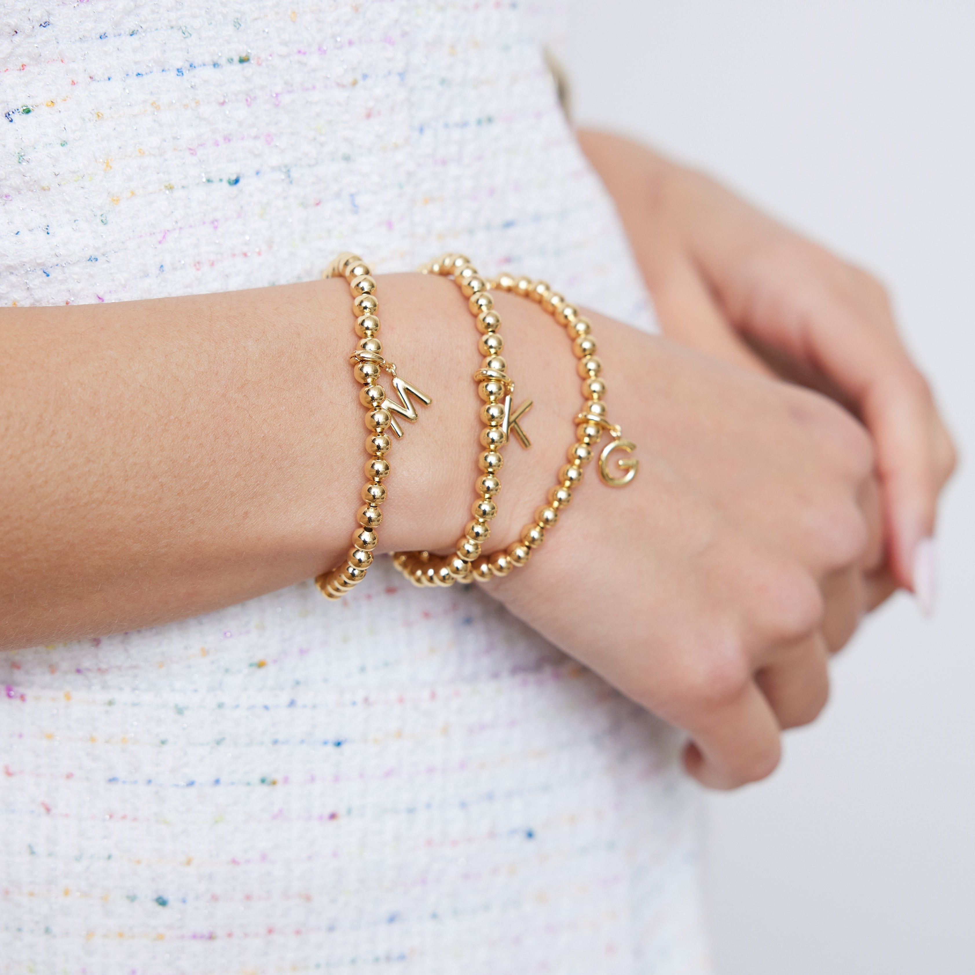 14K Gold Aureline Initial Bead Bracelet