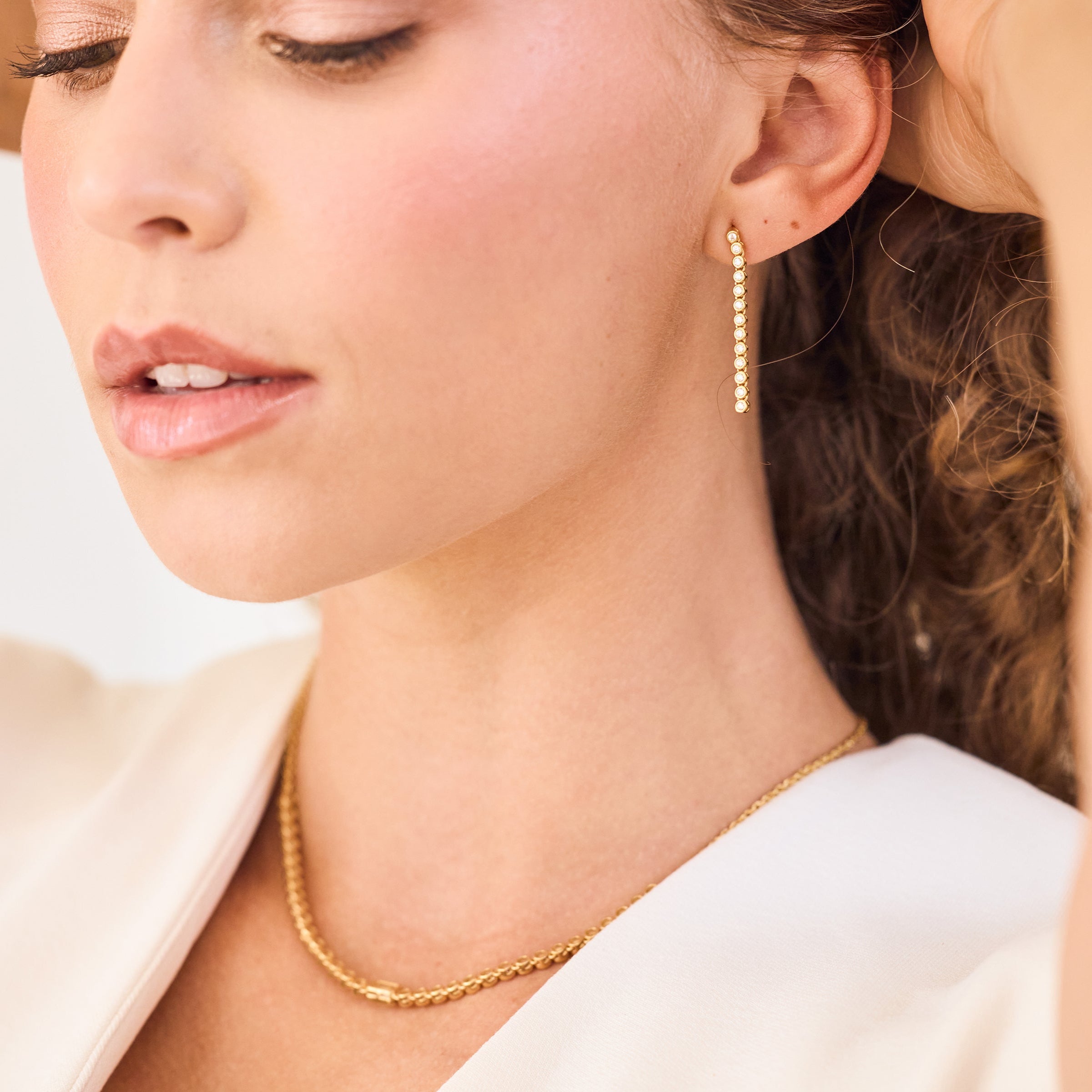 14K Gold Aurelle Diamond Drop Earrings