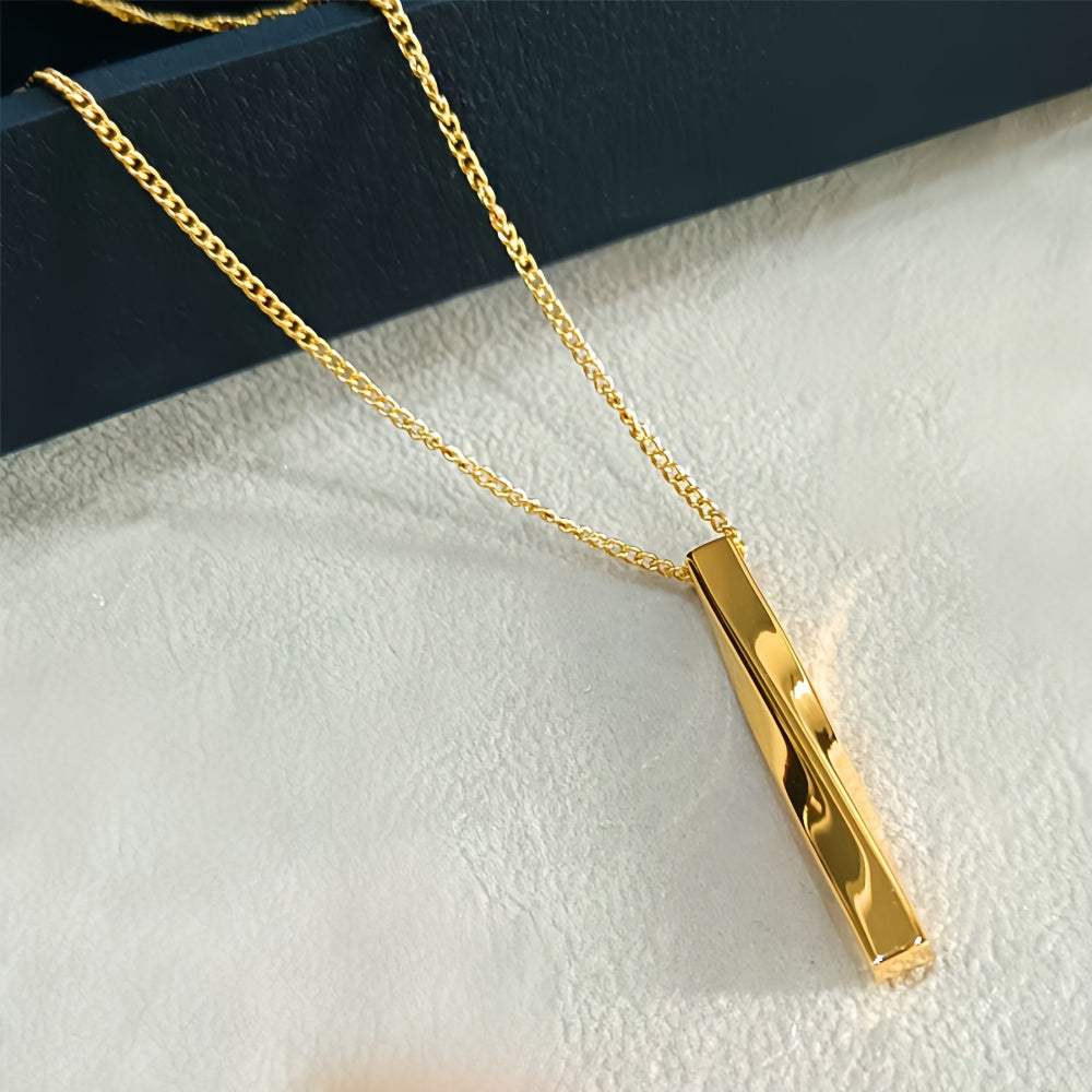 14K Gold Twist Bar Pendant Necklace