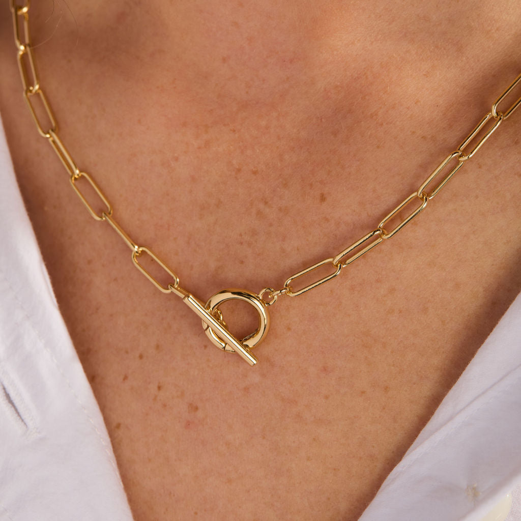 14K Gold Aurelle Charm Toggle Necklace