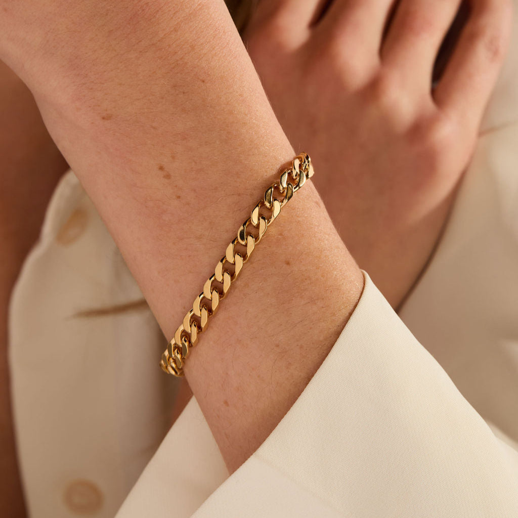 14K Gold Valentina Curb Chain Bracelet