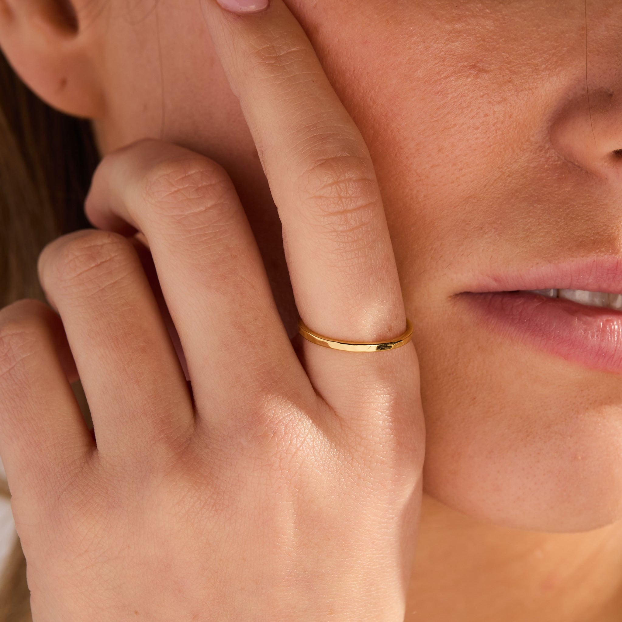 14K Gold Elara Hammered Ring