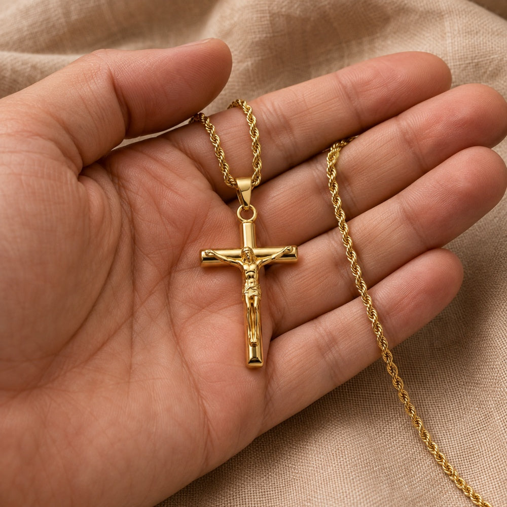 14K Solid Gold Legacy Cross Necklace