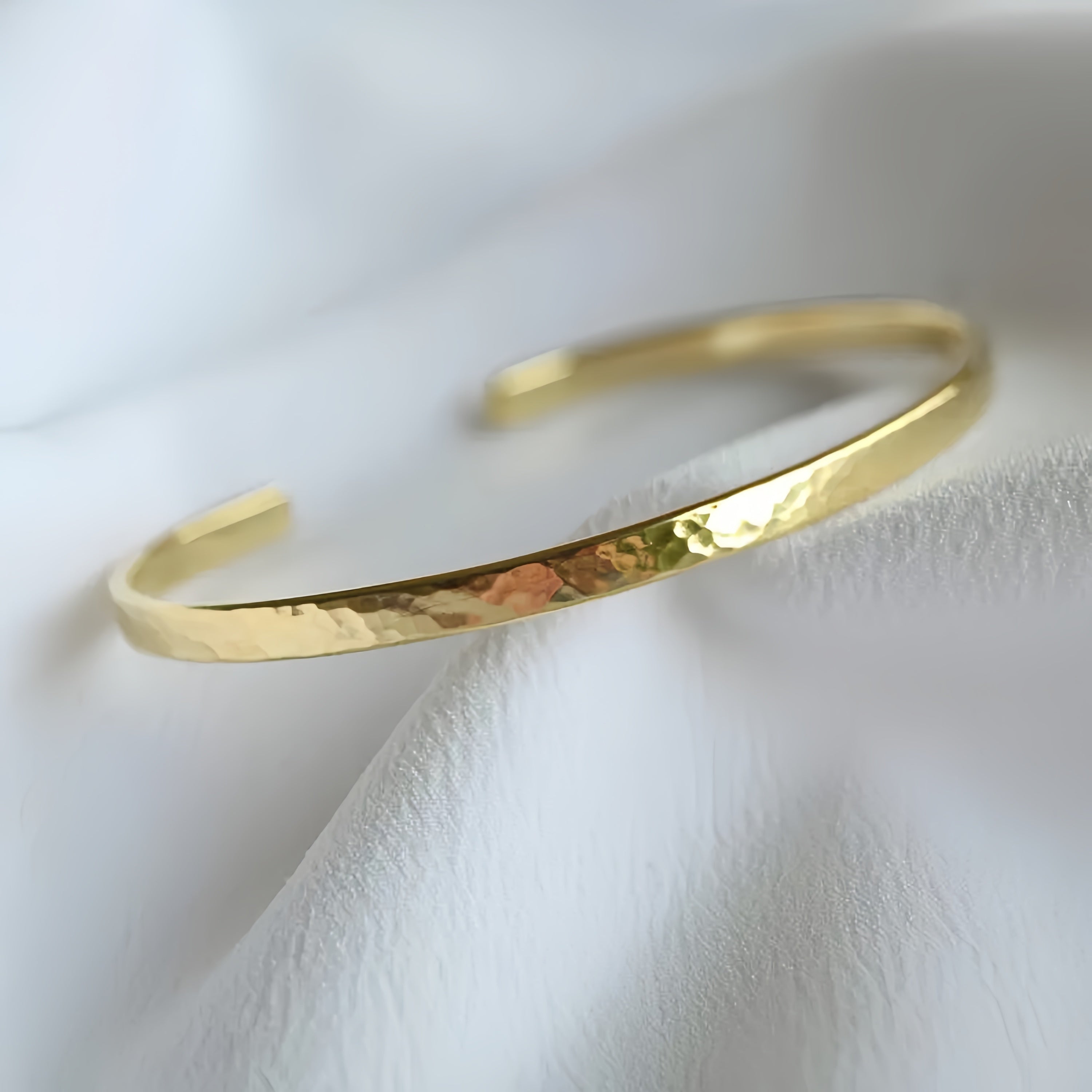 14K Textured Gold Open Cuff Bracelet