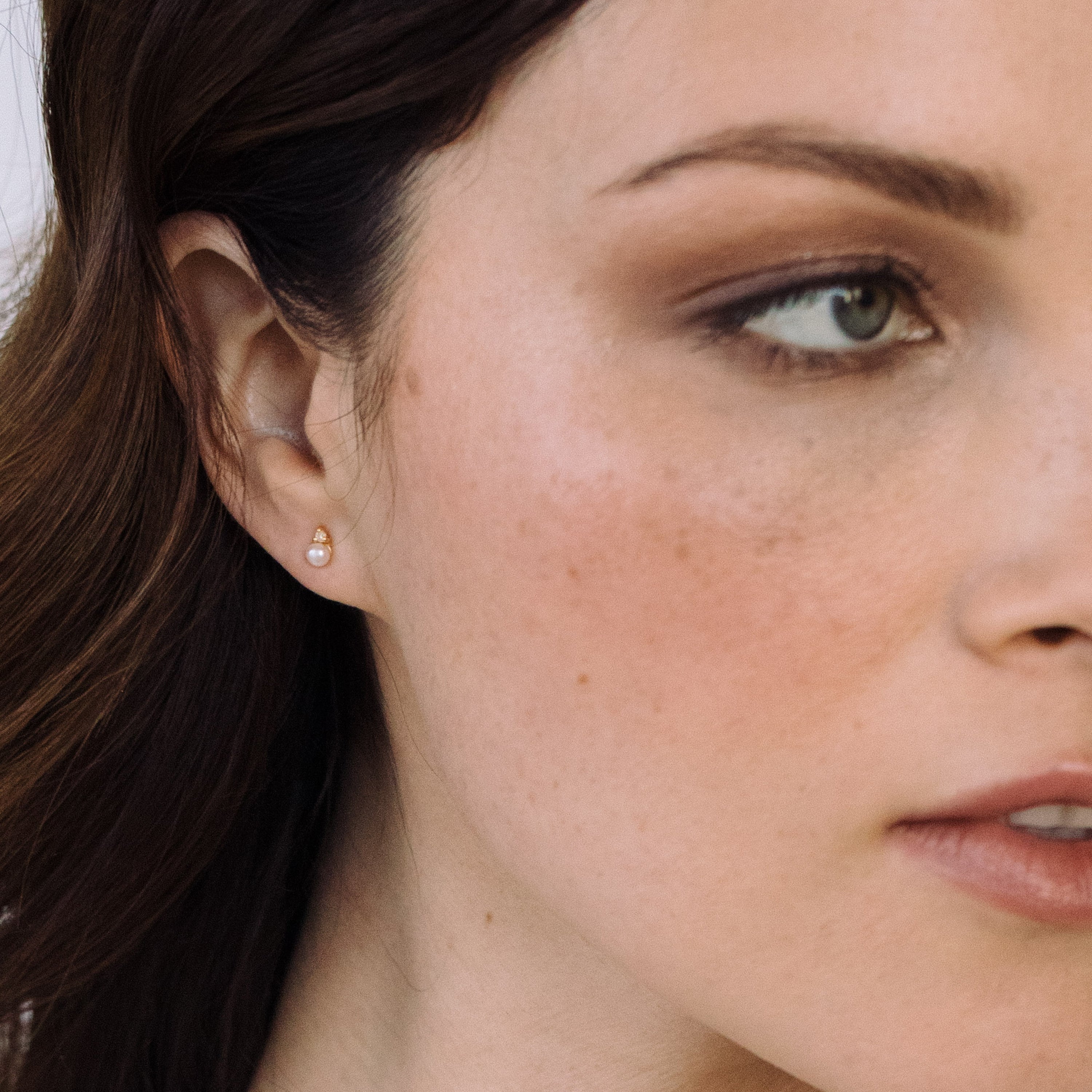 14K Gold Aurelle Diamond Pearl Earrings