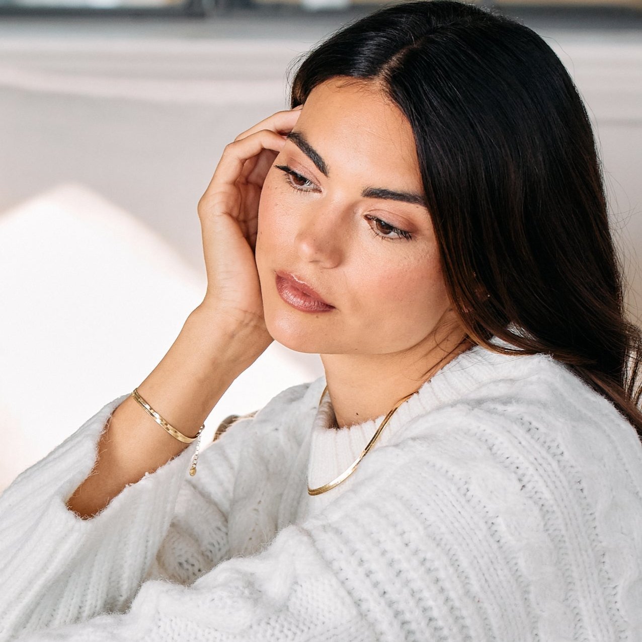 14K Gold Vivienne Herringbone Bracelet