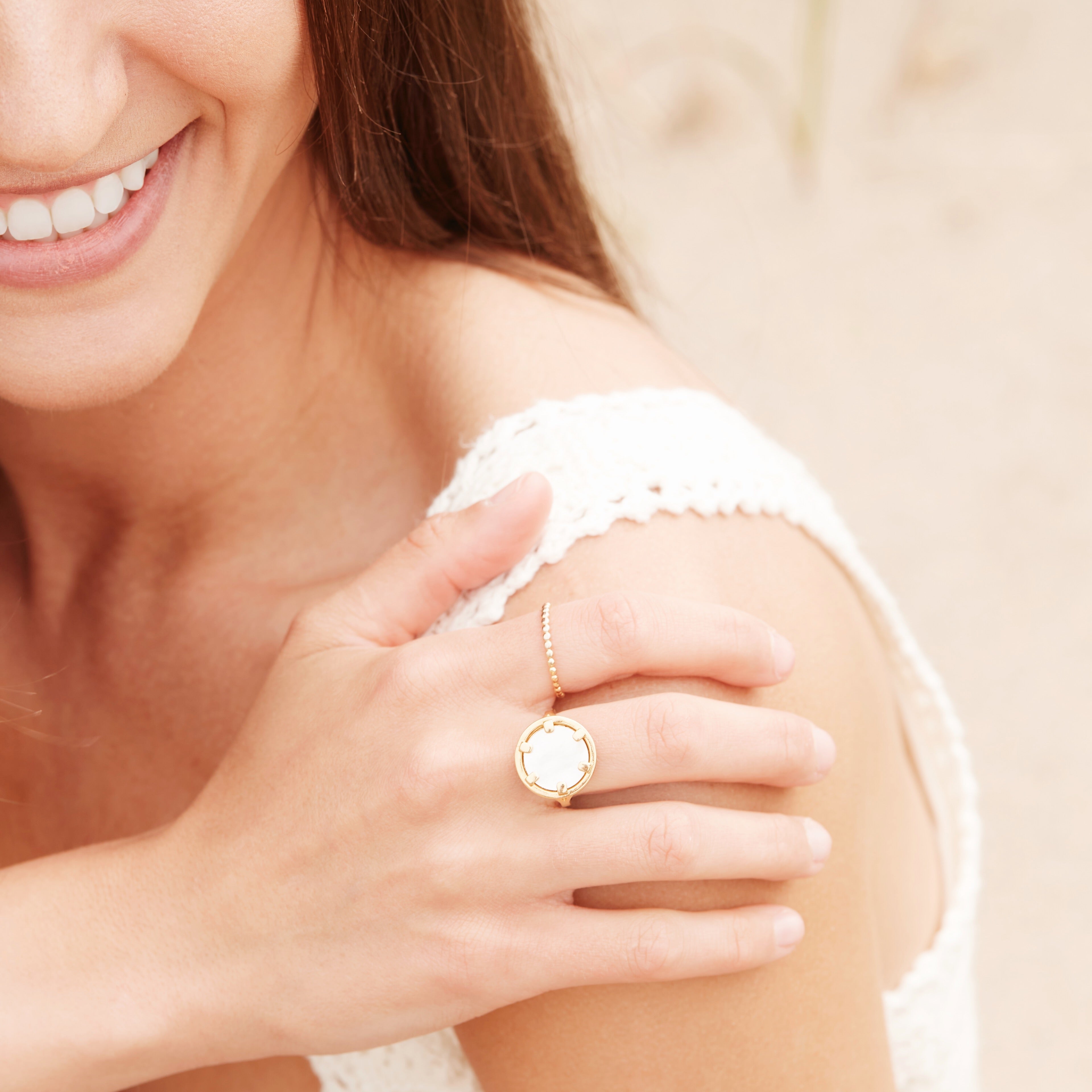 14K Gold Elaina Beaded Ring