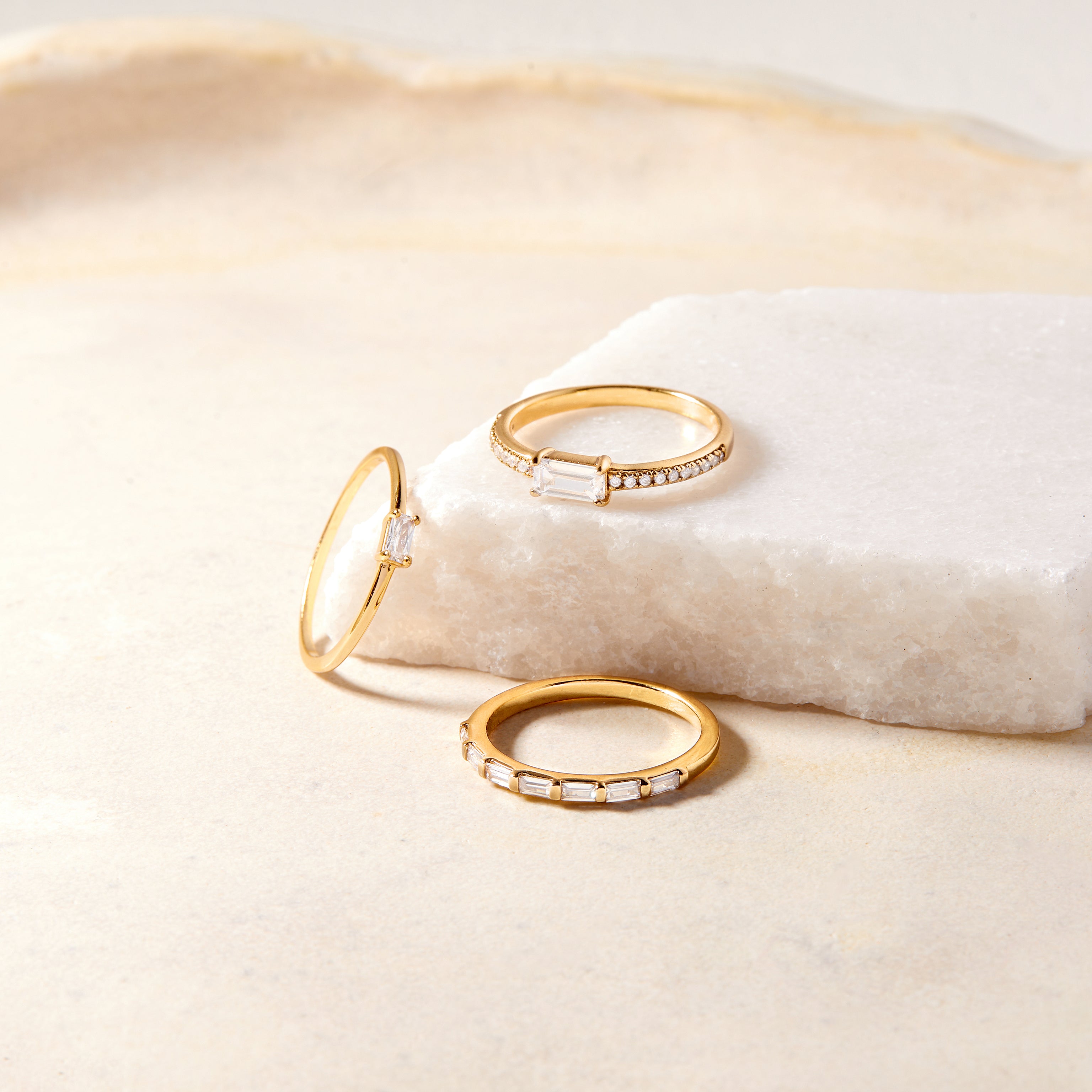 14K Gold Elara CZ Baguette Ring