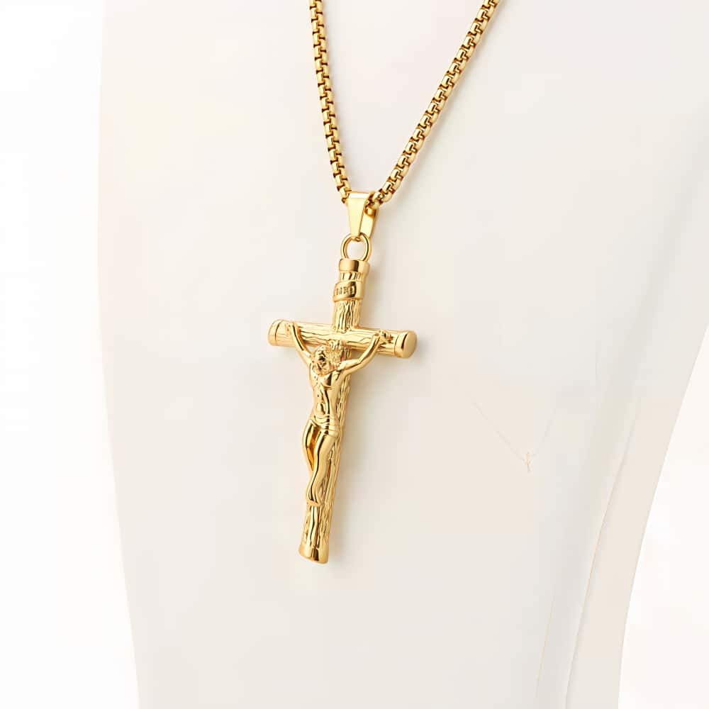 14K Gold Unique Crucifix Necklace