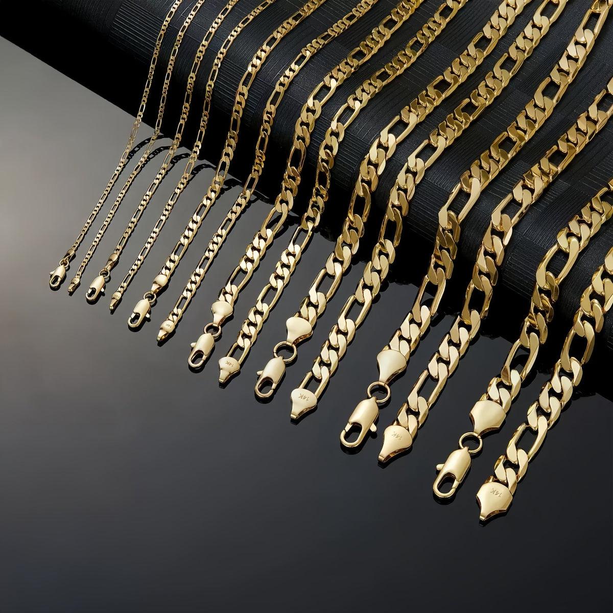 14K Gold Hand-Finished Figaro Chain