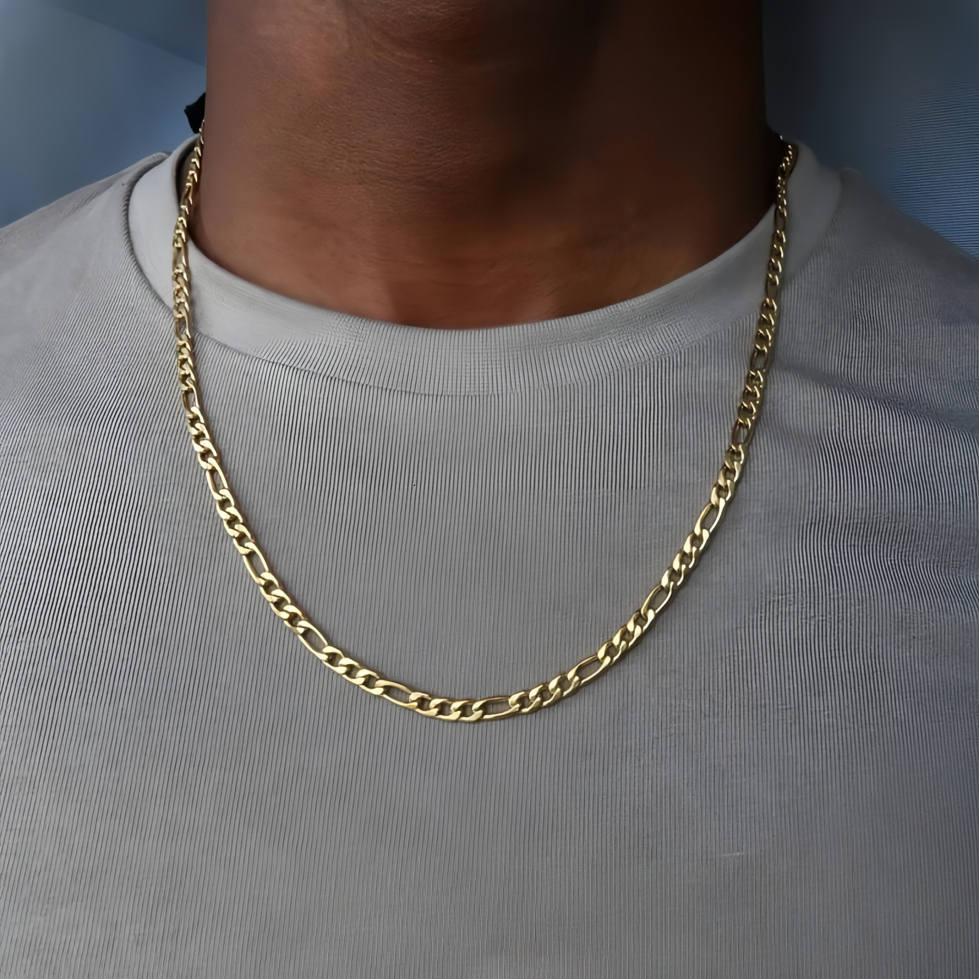 14K Gold Hand-Finished Figaro Chain