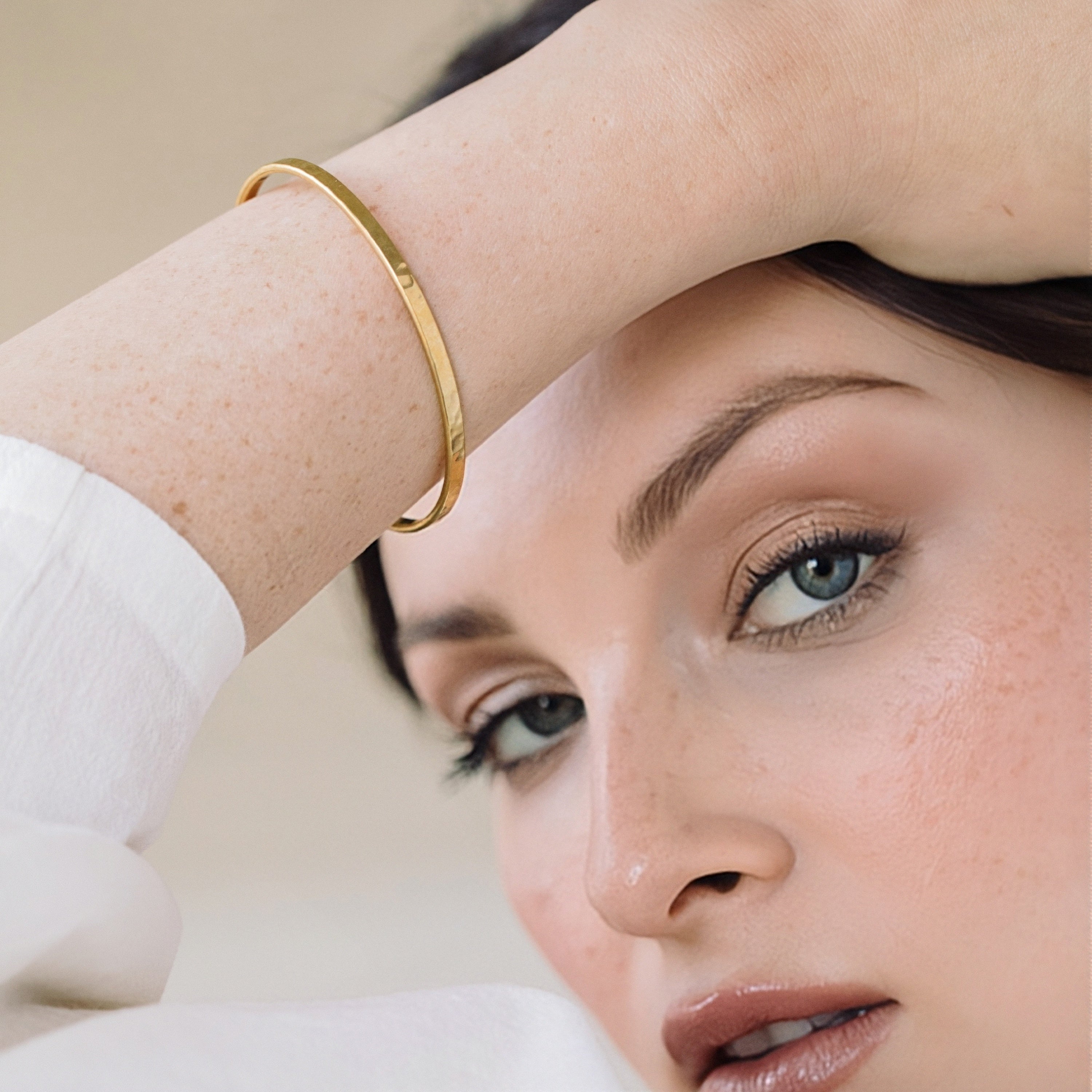 14K Textured Gold Open Cuff Bracelet