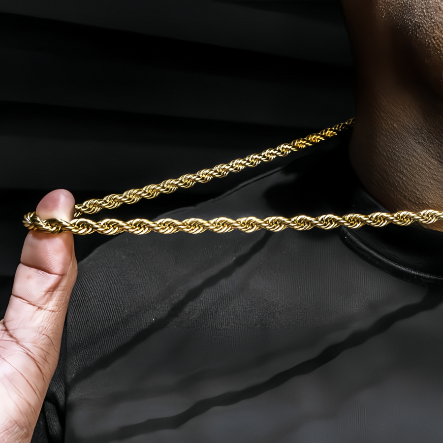 14K Solid Gold Diamond-Cut Rope Chain | 2mm - 6mm Widths | Crafuo