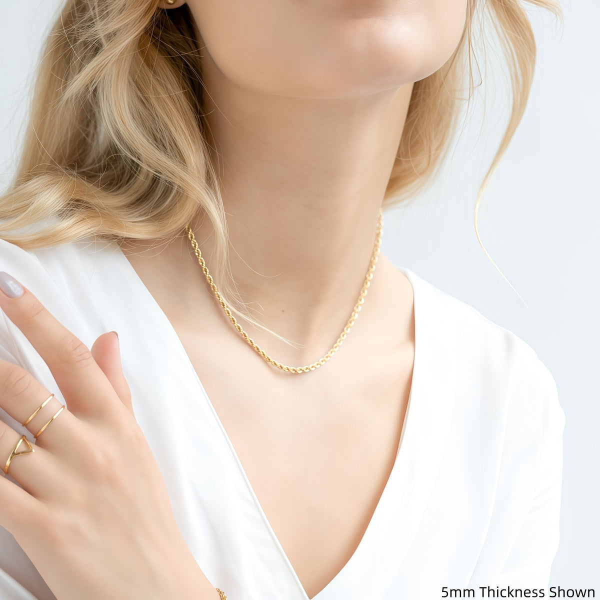 Classic 14K Solid Gold Twisted Rope Chain | 5mm & 6mm Heavy | Crafuo