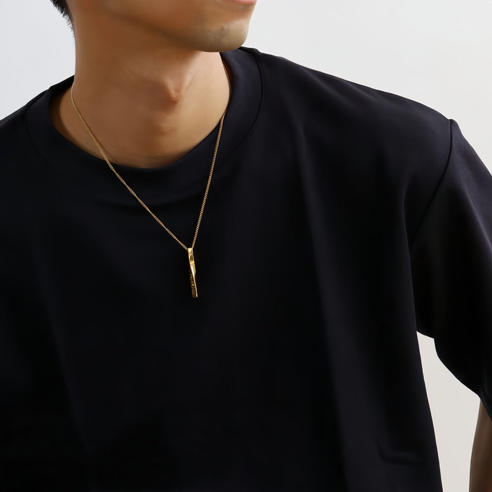 14K Gold Twist Bar Pendant Necklace