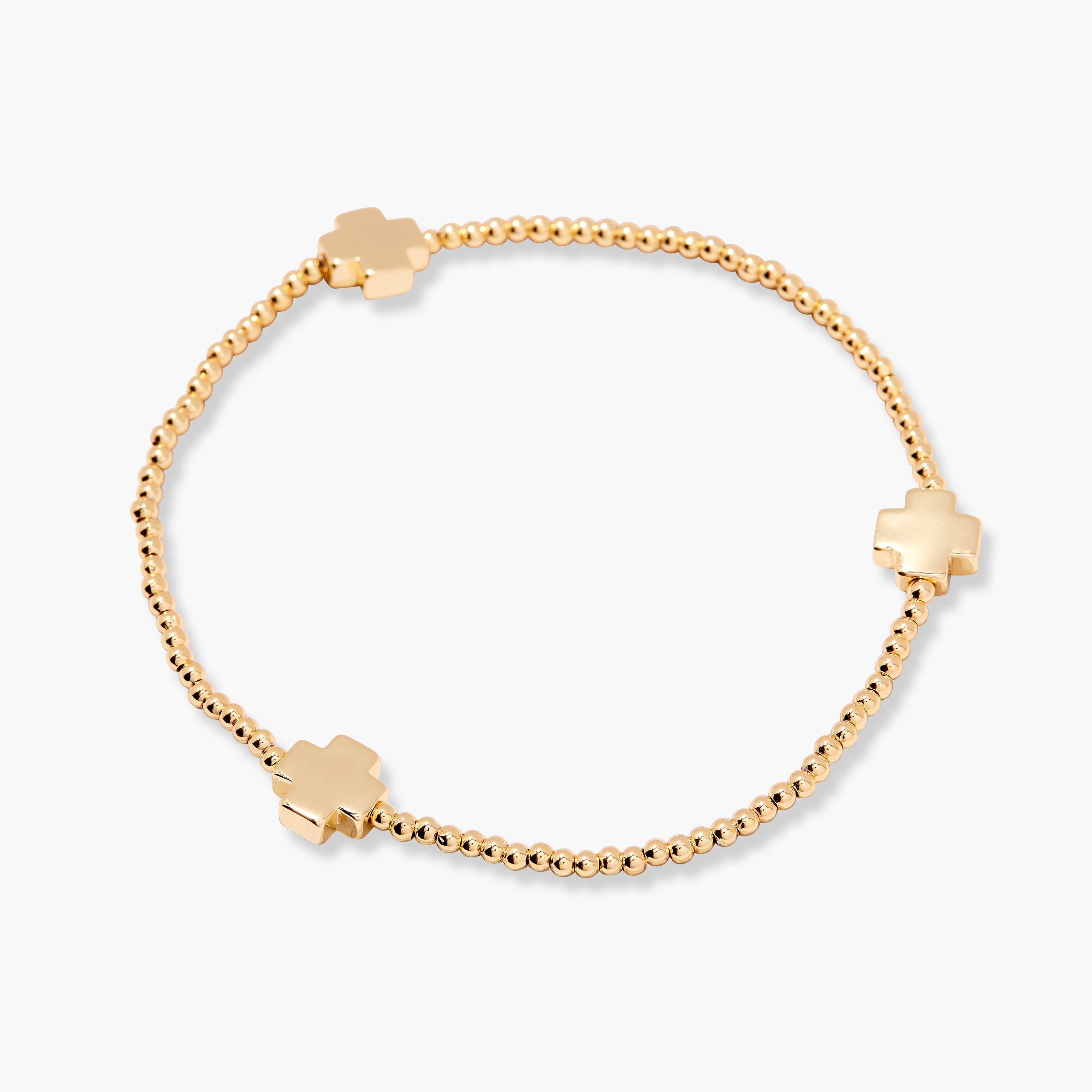 14K Gold Faith Bead Cross Bracelet
