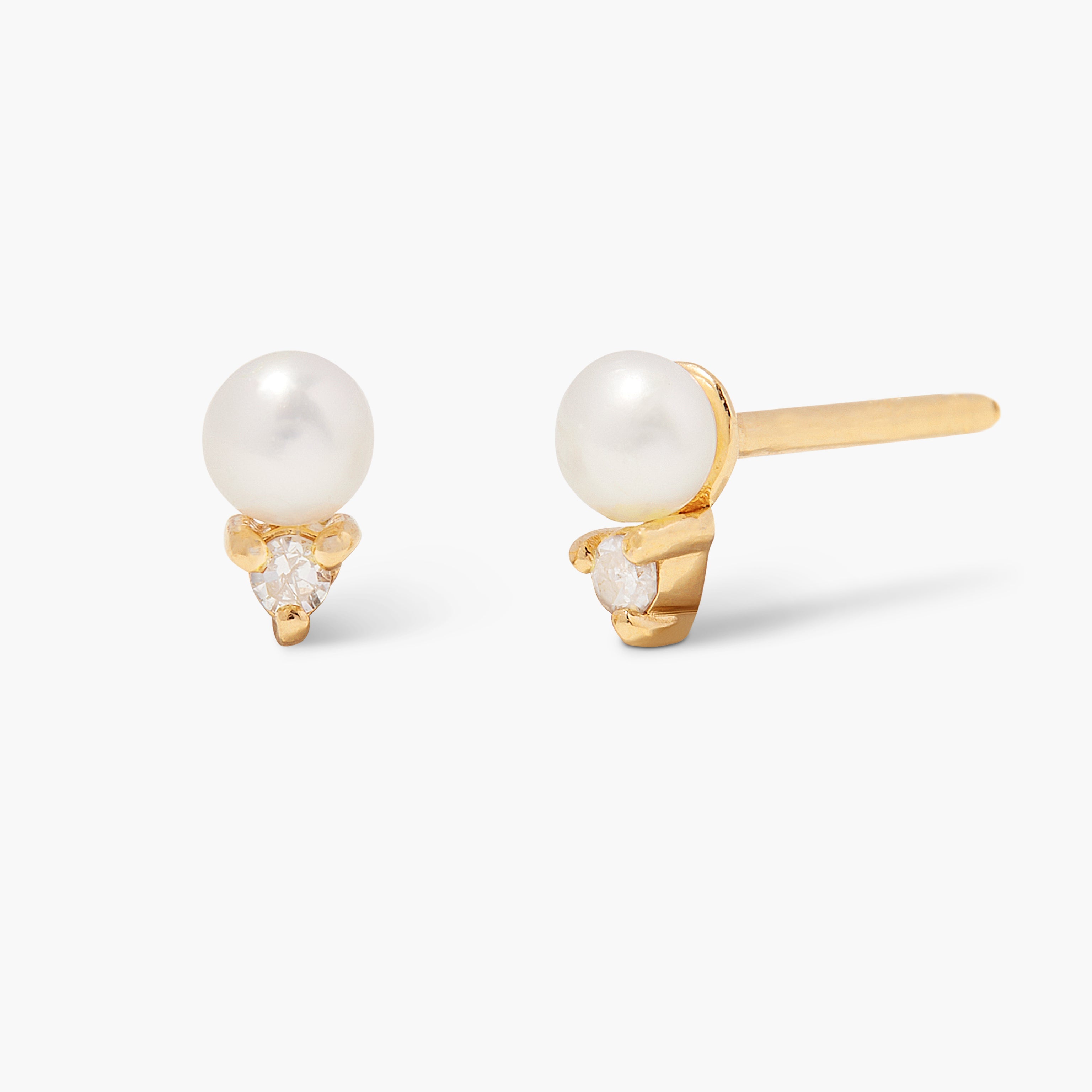 14K Gold Aurelle Diamond Pearl Earrings