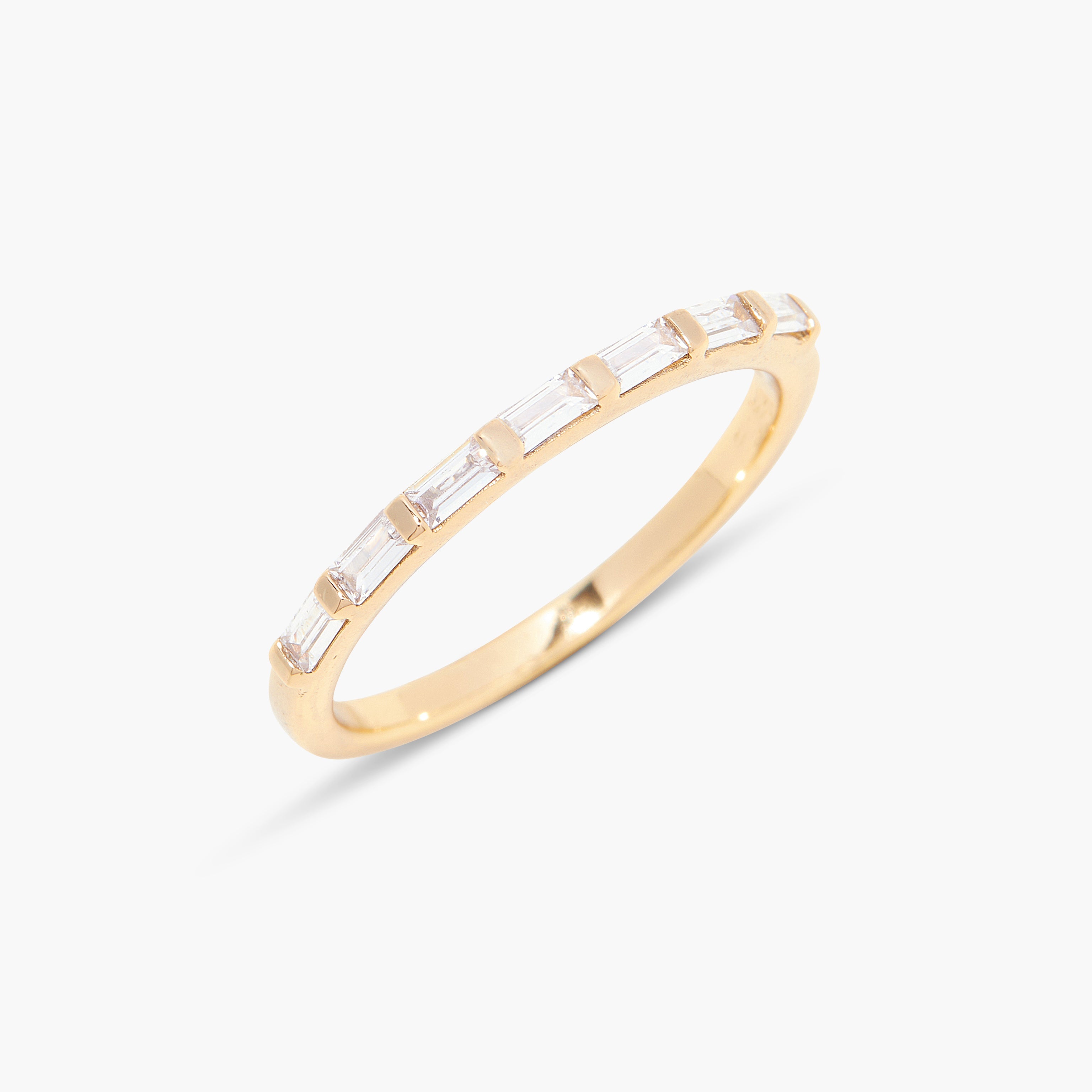 14K Gold Elara CZ Baguette Ring