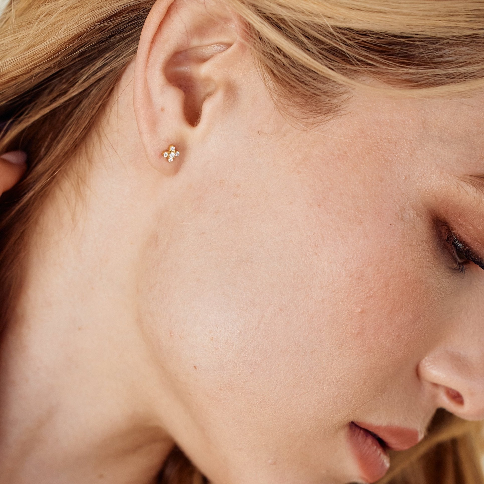 14K Gold Flora Blossom Flat Back Earrings