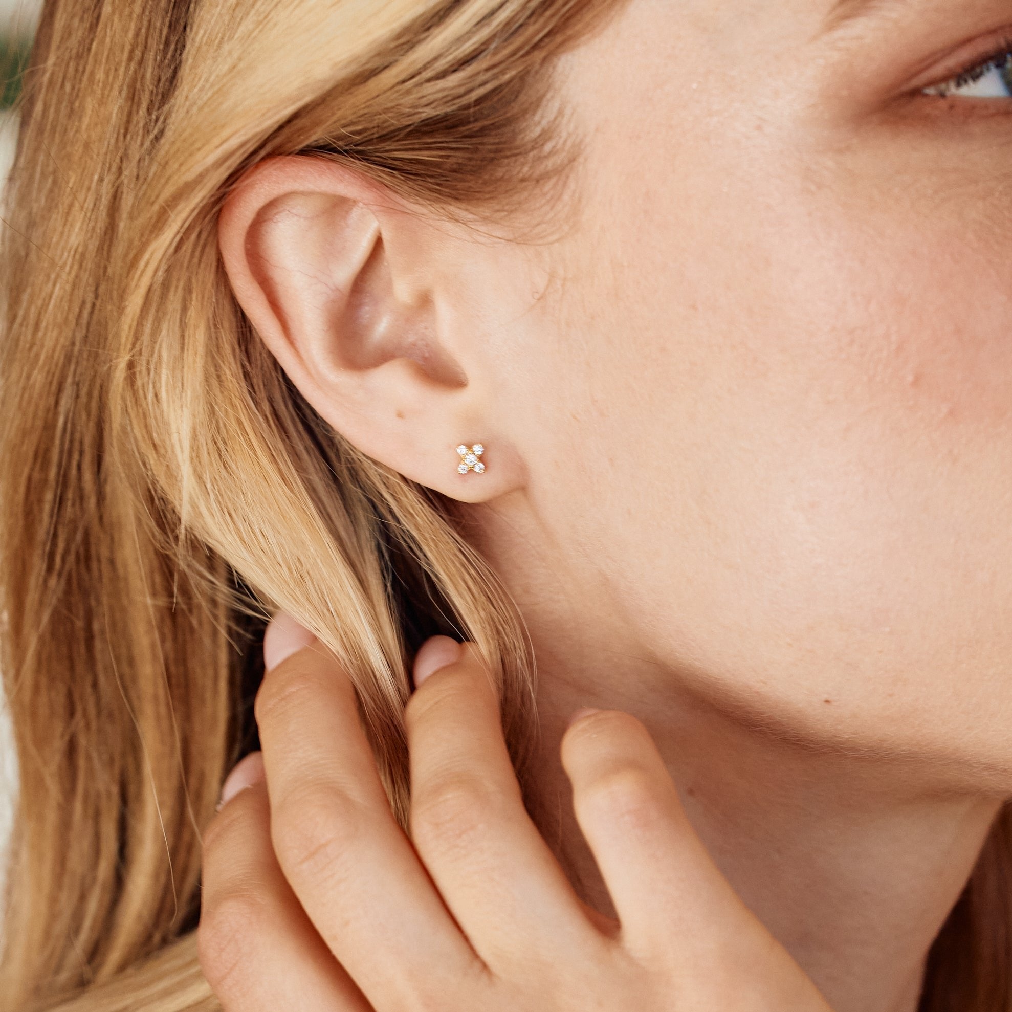 14K Gold Flora Blossom Flat Back Earrings