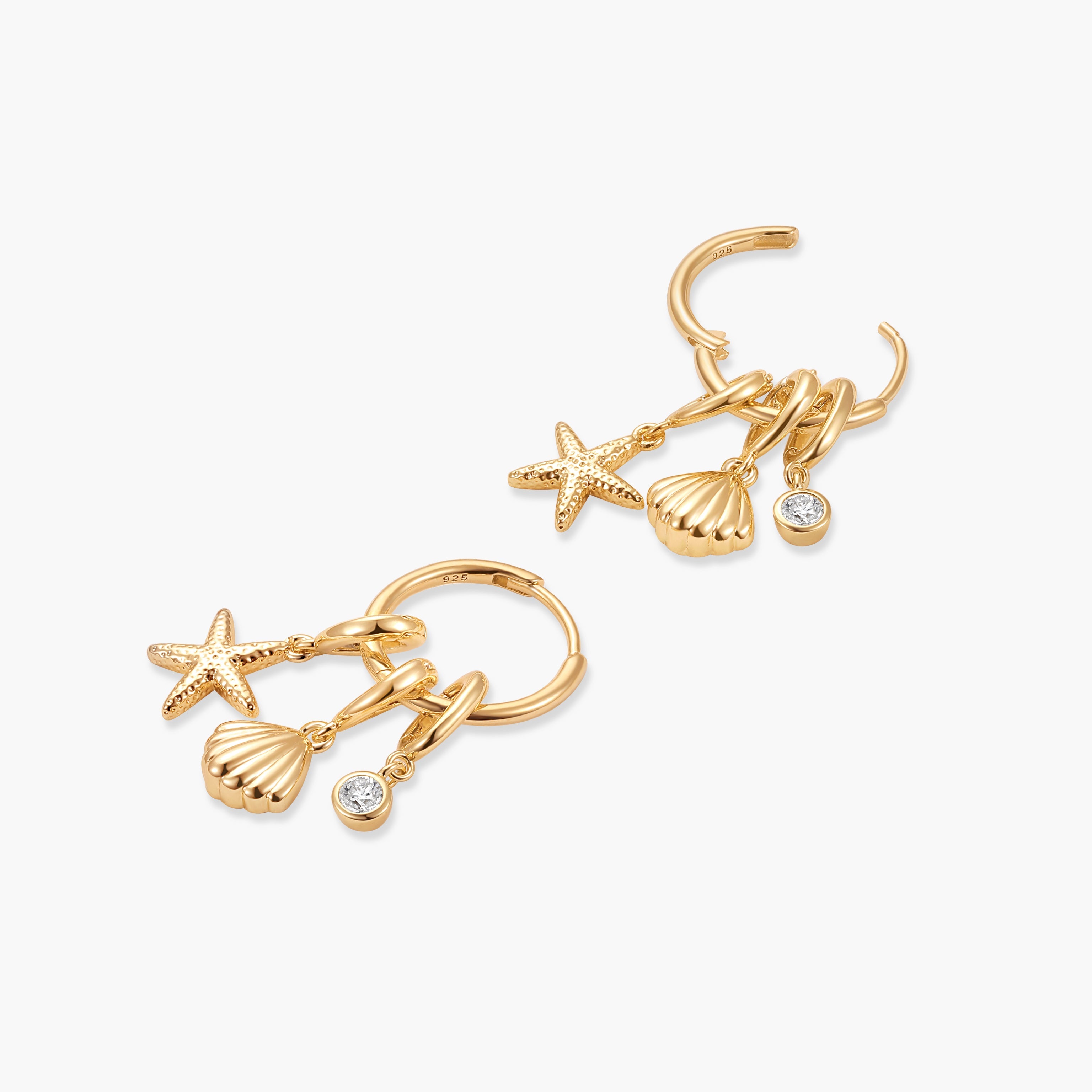 14K Gold Aurelle Custom Charm Hoops