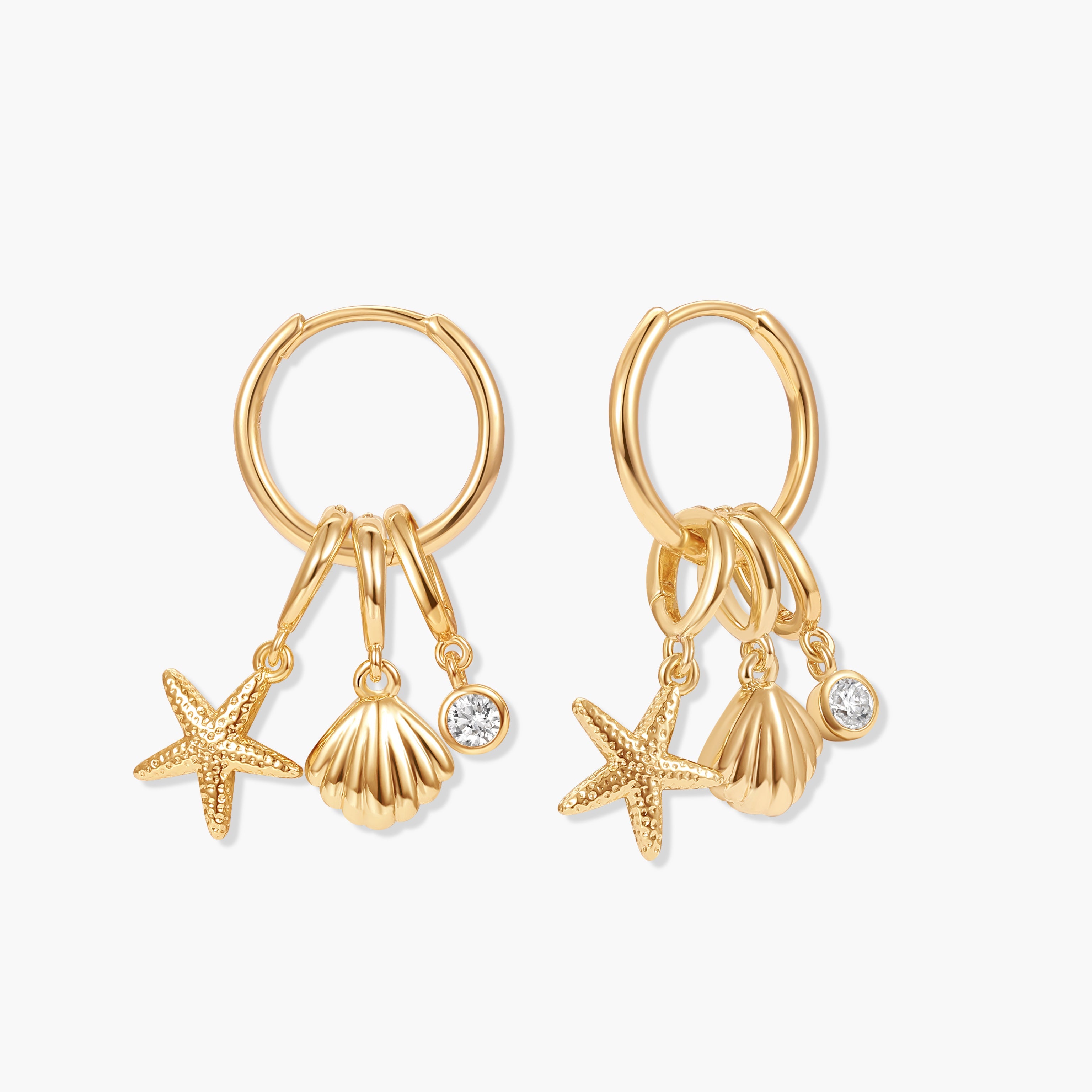 14K Gold Aurelle Custom Charm Hoops