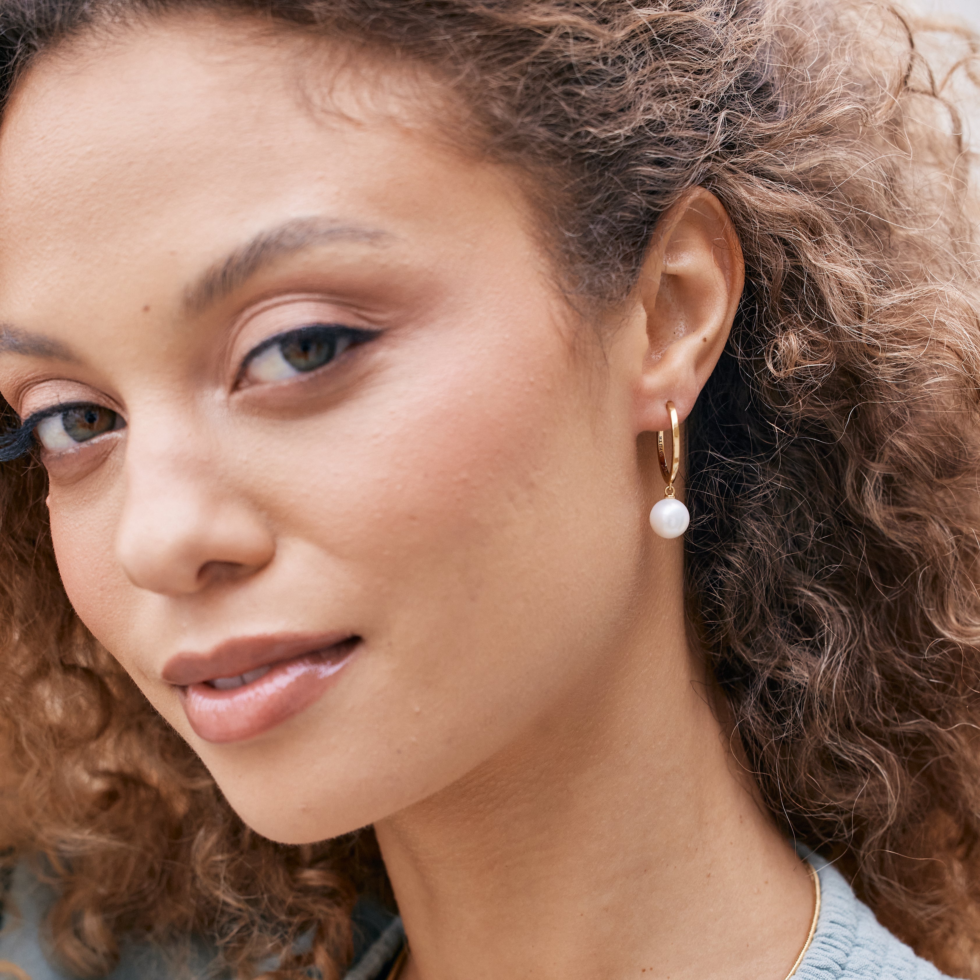 14K Gold Aurelle Pearl Hoops