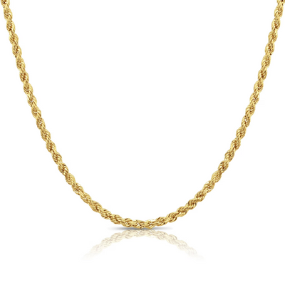 14K Solid Gold Diamond-Cut Rope Chain | 2mm - 6mm Widths | Crafuo