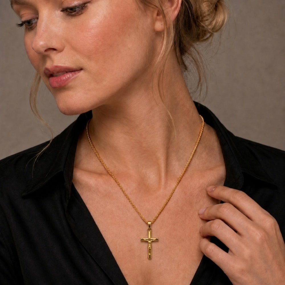 14K Solid Gold Legacy Cross Necklace