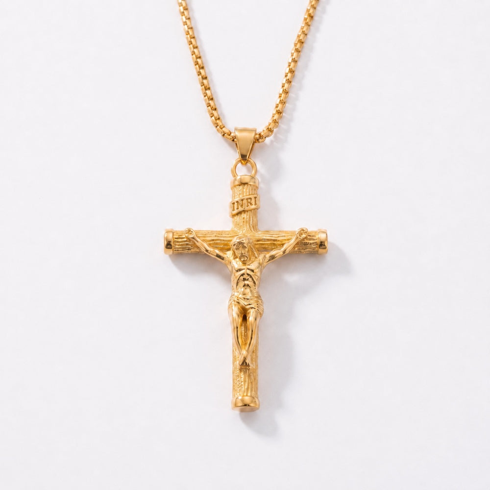 14K Solid Gold Heritage Crucifix Necklace