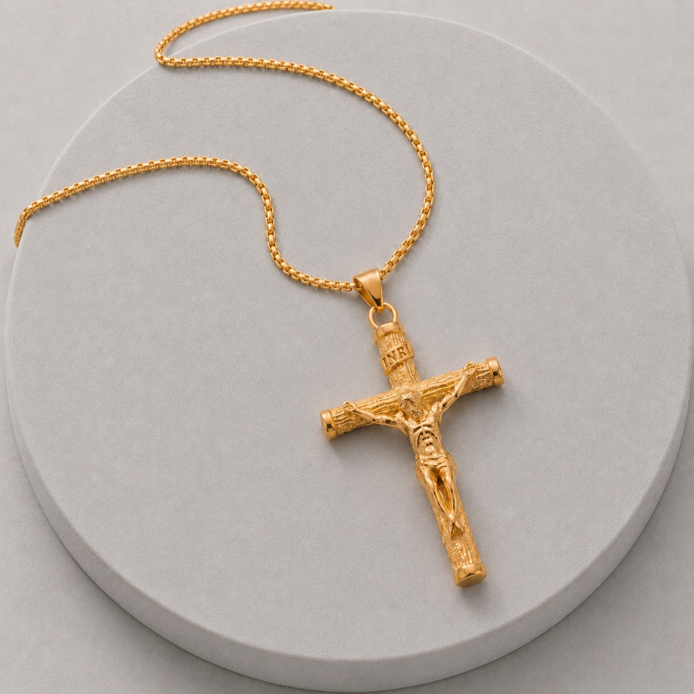 14K Solid Gold Heritage Crucifix Necklace
